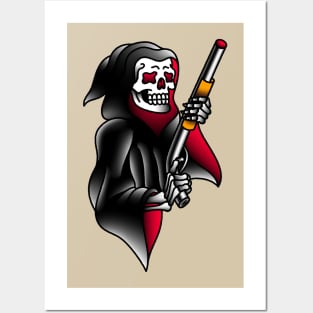 OldSalt American Traditional Grim Reaper with Shotgun Posters and Art